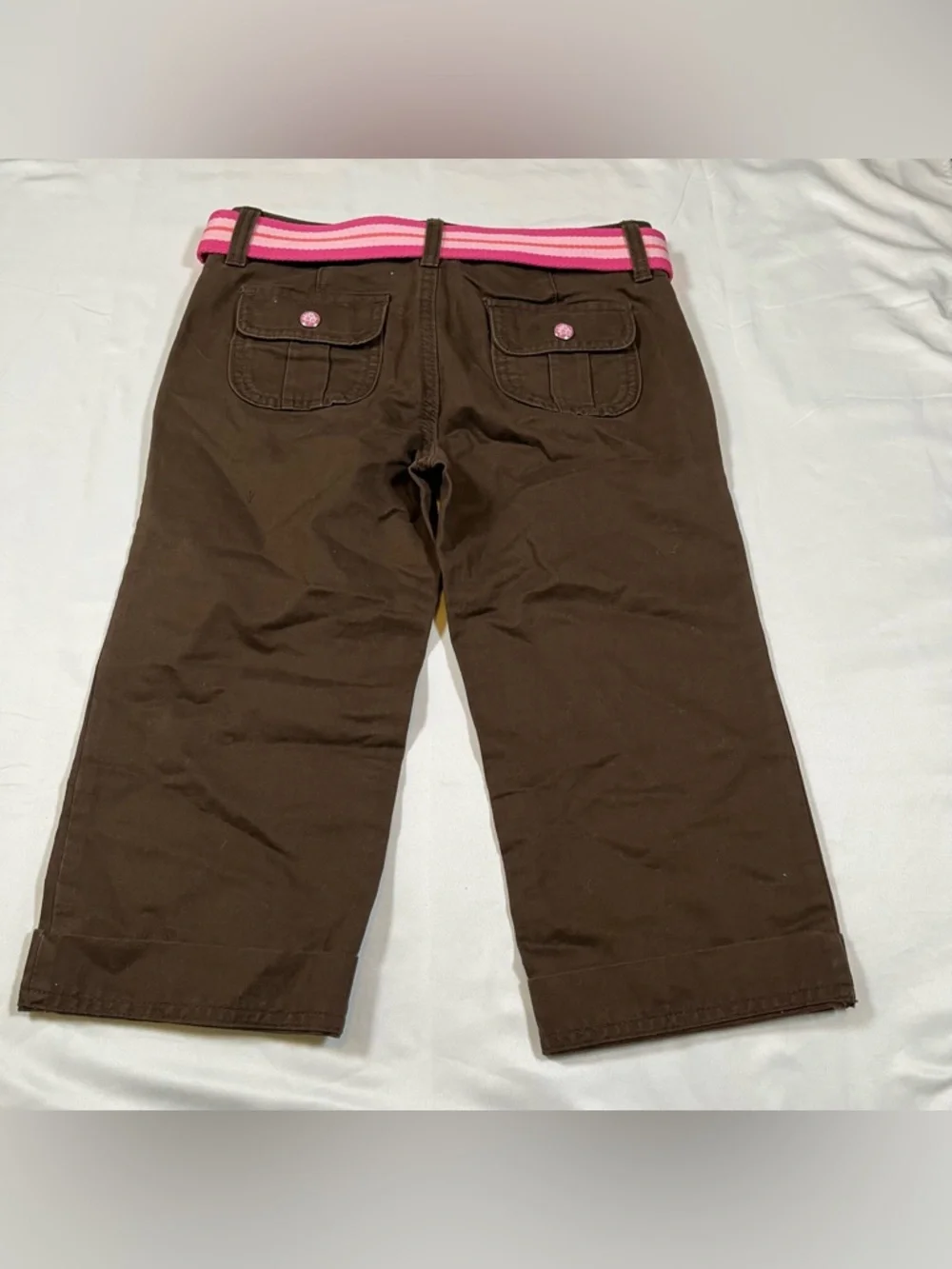 Vintage Y2K‎ Old Navy Girls Capri Waist Belt Brown Pants Size 10 Kidcore